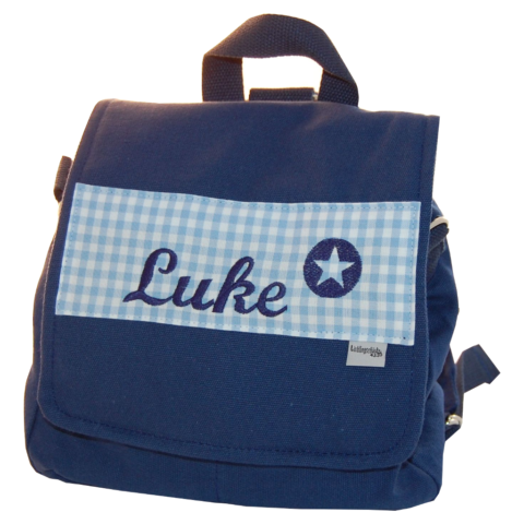 Kindergartentasche mit Namen blau von Lieblingsstücke