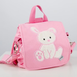 personalisierbare Kindergartentasche mit Häschen in rosa - wandelbare Tasche / Rucksack