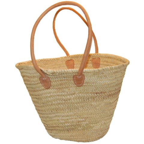 Strandtasche Korbtasche mit langem Leder-Henkel
