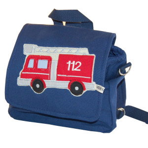 Kindergartentasche Feuerwehrauto mit Namen in blau Lieblingsstücke