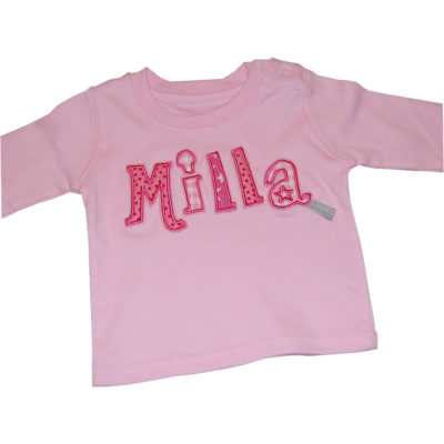 Langarmshirt mit Namen in rosa Lieblingsstücke