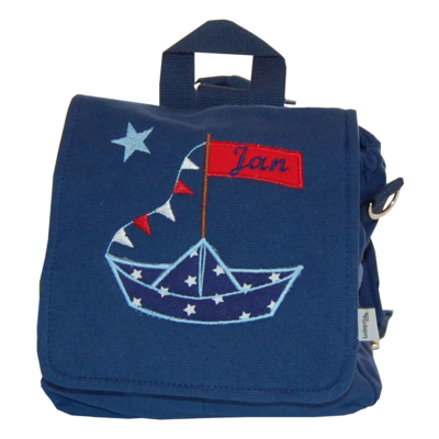 Kindergartentasche mit Segelboot und Namen von Lieblingsstücke