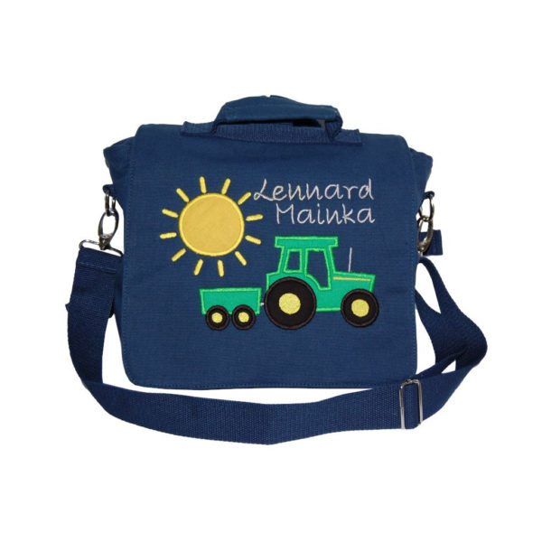 Kindertasche mit Traktor, Sonne und Namen