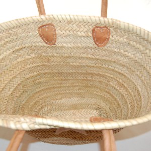 Strandtasche Korbtasche mit langem Leder-Henkel