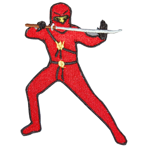 Ninja Aufnäher in rot von Lieblingsstücke 4330. Ninja zum Aufnähen oder Aufkleben. Gestickter roter Ninja