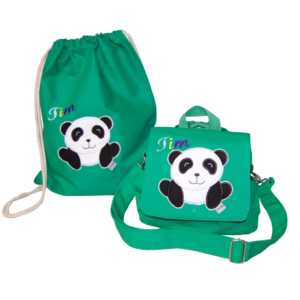 Tasche und Turnbeutel mit Namen und Panda von Lieblingsstücke 4330