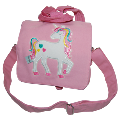 Kindergartentasche mit Regenbogeneinhorn in rosa von Lieblingsstücke 4330