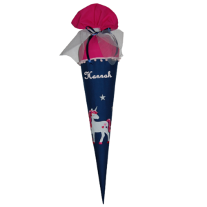 Schultüte mit Einhorn und Namen n dunkelblau und pink von Lieblingsstcke 4330