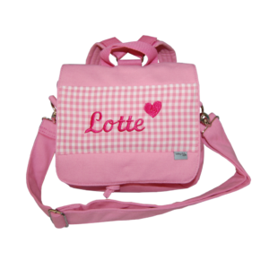 Kindergartentasche mit Namen in rosa von Lieblingsstücke 4330 - wandelbare in einen Rucksack