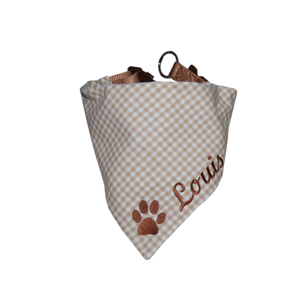 Hundehalstuch mit Namen in beige-kariert von Lieblingsstücke 4330
