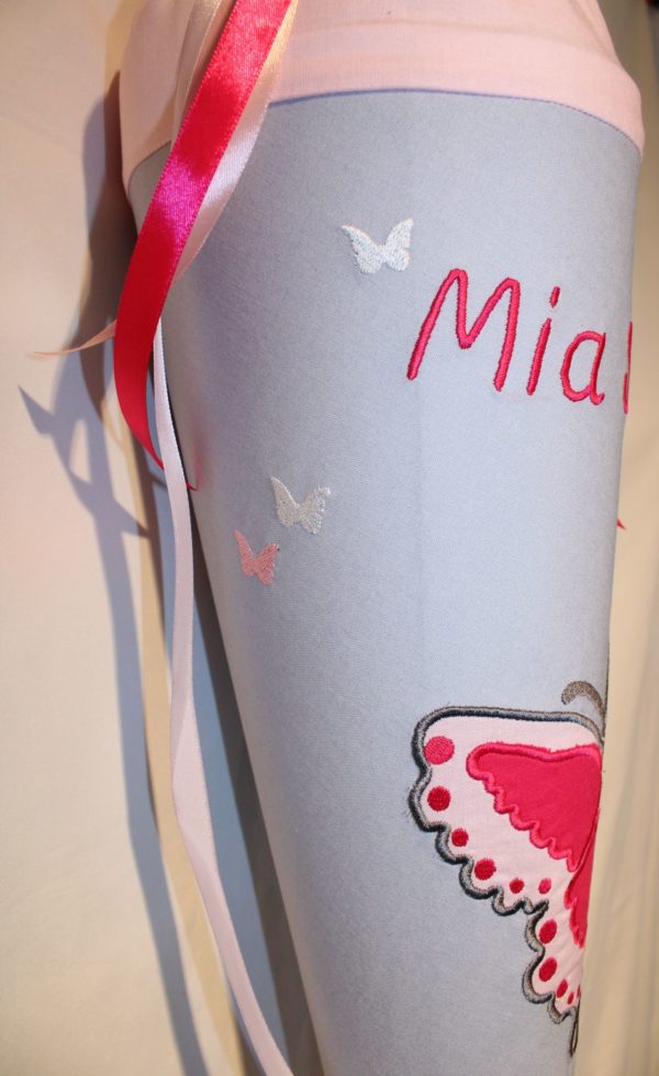 Schultüte mit Schmetterling und Namen in Rosa und Grau - Image 4