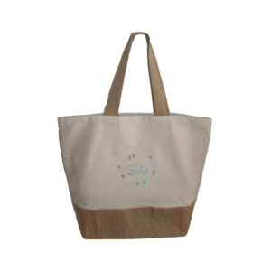 Shopper mit Namen aus Canvas und Jute