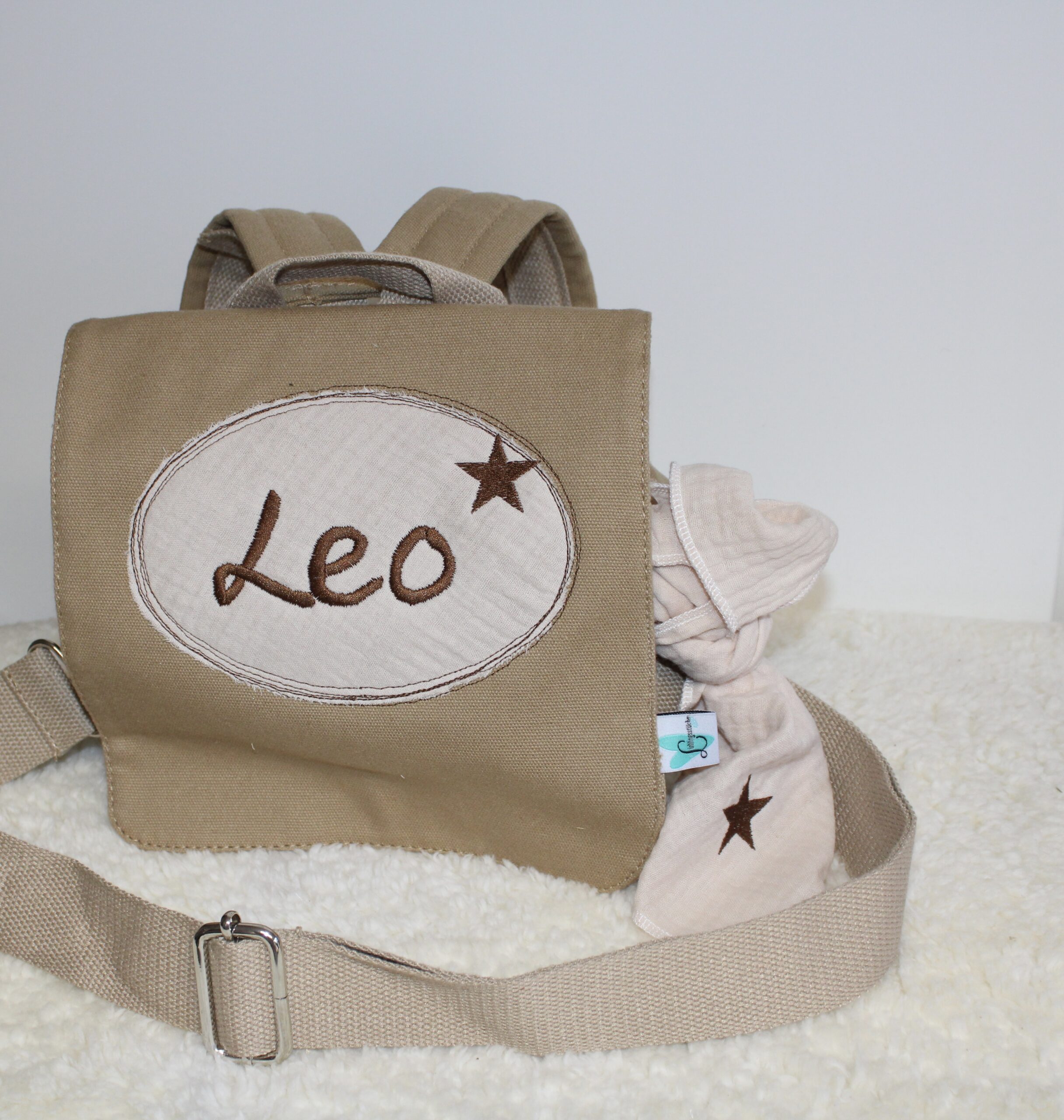 Kindergartentasche in beige mit Namen
