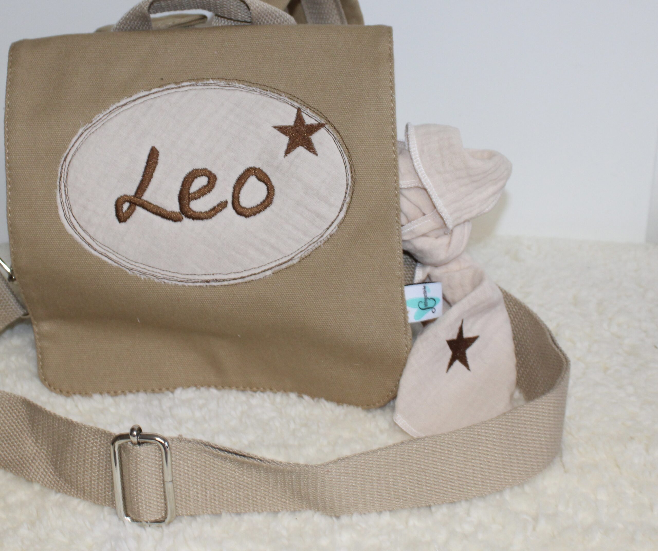 Kindergartentasche in beige mit Namen