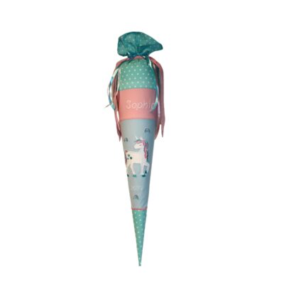 Einhorn Schultüte mit Namen in Pastelfarben